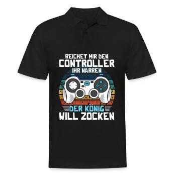 Reichet mir den Controller König Will Zocken - Männer Poloshirt - Schwarz - Vorne - Kai (181cm)