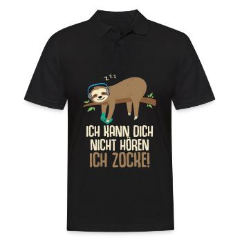 Ich kann dich nicht hören ich zocke Gamer Faultier - Männer Poloshirt - Schwarz - Vorne - Kai (181cm)
