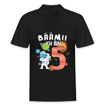 Bääm Ich bin 5 Astronaut - Männer Poloshirt - Schwarz - Vorne - Kai (181cm)