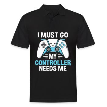 I Must Go My Controller Needs Me Gamer - Männer Poloshirt - Schwarz - Vorne - Kai (181cm)