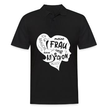 Ich brauche keine KI meine Frau weiß schon alles - Männer Poloshirt - Schwarz - Vorne - Kai (181cm)