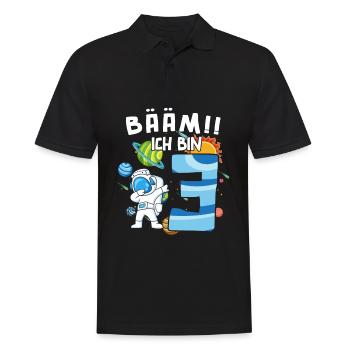 Bääm Ich bin 3 Astronaut - Männer Poloshirt - Schwarz - Vorne - Kai (181cm)