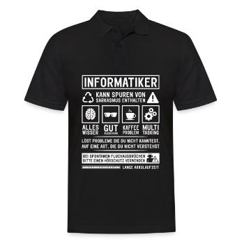 Kann Spuren von Sarkasmus enthalten - Männer Poloshirt - Schwarz - Vorne - Kai (181cm)