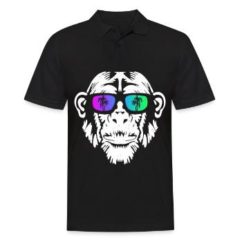 Monkey Affe Urlaub Sonnenbrille Gute Laune Musik A - Männer Poloshirt - Schwarz - Vorne - Kai (181cm)