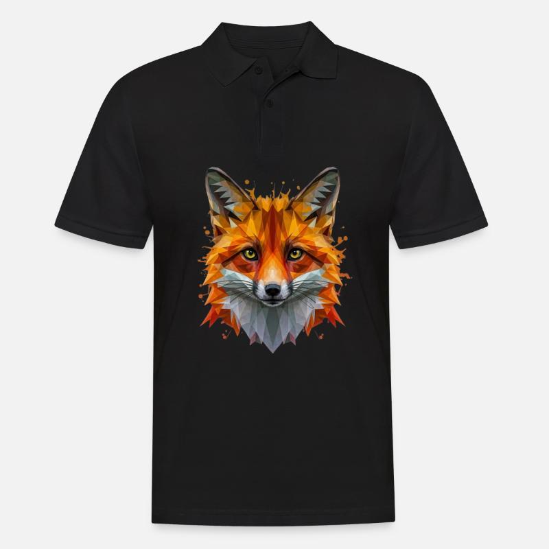 Fuchs Kopf Fox - Männer Poloshirt - Schwarz