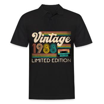 Vintage 1988 Kassette Mixtape - 33. Geburtstag - Männer Poloshirt - Schwarz - Vorne - Kai (181cm)