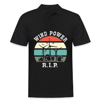 Windkraft RIP, Nein zu Windenergie - Männer Poloshirt - Schwarz - Vorne - Kai (181cm)