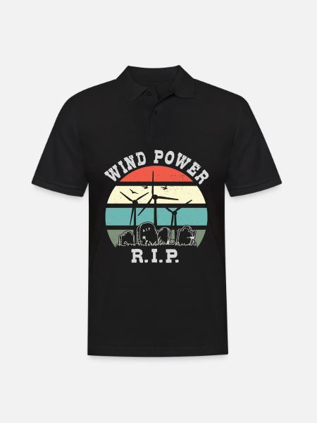Windkraft RIP, Nein zu Windenergie - Männer Poloshirt - Schwarz