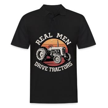 Echte Männer fahren Traktoren - Männer Poloshirt - Schwarz - Vorne - Kai (181cm)