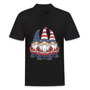 Gnomes patriotiques américains avec drapeau américain - Polo Homme - noir - Devant - Kai (181cm)