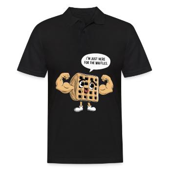 Ich bin nur hier wegen der Waffeln - Männer Poloshirt - Schwarz - Vorne - Kai (181cm)
