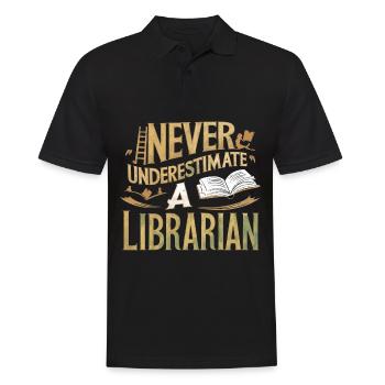 Unterschätze niemals einen Bibliothekar - Männer Poloshirt - Schwarz - Vorne - Kai (181cm)