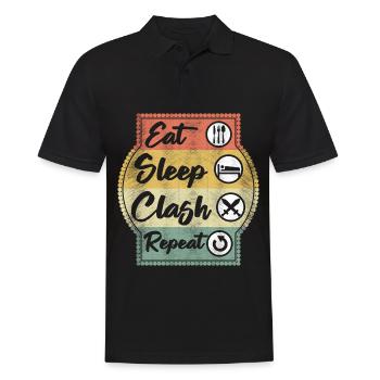 Eat Sleep Clash Repeat Vintage Gaming Clan Retro - Männer Poloshirt - Schwarz - Vorne - Kai (181cm)