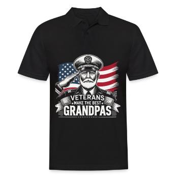 Veteranen Sind Die Besten Opas Patriotischer Salut - Männer Poloshirt - Schwarz - Vorne - Kai (181cm)