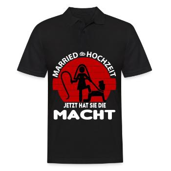 Jetzt hat sie die Macht Hochzeit Married Peitsche - Männer Poloshirt - Schwarz - Vorne - Kai (181cm)