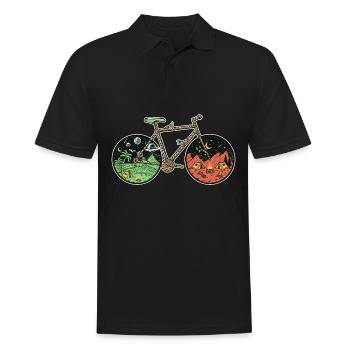 Mountain Bike, Artistic Aesthetic MTB Bicycle Art - Men's Polo Shirt - black - Front - Kai (181cm)