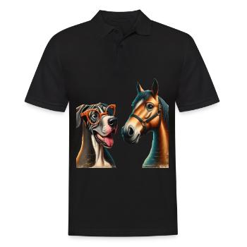 Hipster Pals Porträt - Männer Poloshirt - Schwarz - Vorne - Kai (181cm)