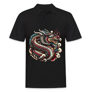 Majestätischer orientalischer Drache - Männer Poloshirt - Schwarz - Vorne - Kai (181cm)