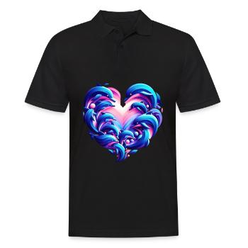 Delfin Liebesherz Fusion - Männer Poloshirt - Schwarz - Vorne - Kai (181cm)