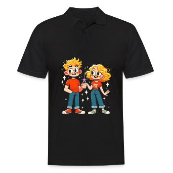 Étincelle d’amour moderne - Polo Homme - noir - Devant - Kai (181cm)