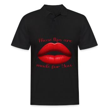 Étreinte des lèvres rouges - Polo Homme - noir - Devant - Kai (181cm)