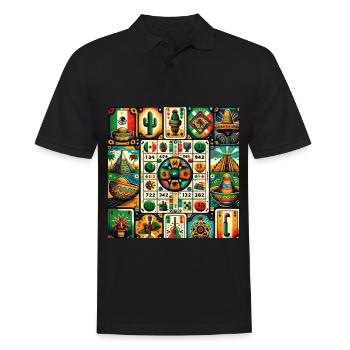 Mexikanischer Loteria Charm - Männer Poloshirt - Schwarz - Vorne - Kai (181cm)