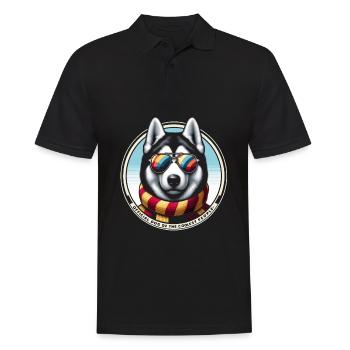 Stilvoller Husky-Schwung - Männer Poloshirt - Schwarz - Vorne - Kai (181cm)