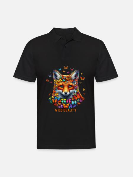 Fox & Flutter Charm - Men's Polo Shirt - black