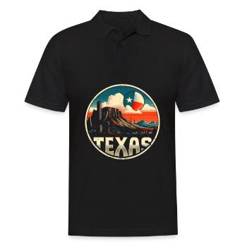 Texas Sonnenuntergang Abzeichen - Männer Poloshirt - Schwarz - Vorne - Kai (181cm)