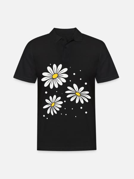 Gänseblümchen Punkte - Männer Poloshirt - Schwarz