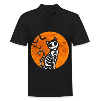 Black Cat Skeleton Pumpkin Moon Halloween Cat - Männer Poloshirt - Schwarz - Vorne - Kai (181cm)