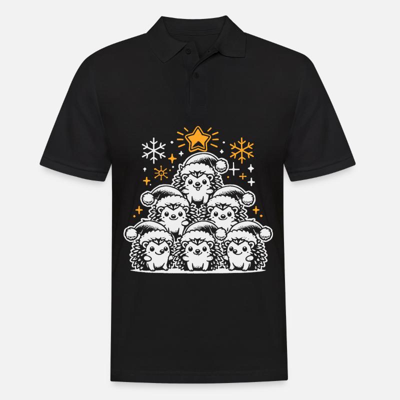 Igel Weihnachten - Männer Poloshirt - Schwarz