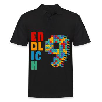 Endlich 9 Baustein - Männer Poloshirt - Schwarz - Vorne - Kai (181cm)