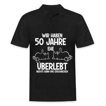 50 Jahre Ehe überlebt Goldende Hochzeit - Männer Poloshirt - Schwarz - Vorne - Kai (181cm)