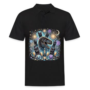 T-Rex-Dino mit Katzen Neues Jahr - Männer Poloshirt - Schwarz - Vorne - Kai (181cm)