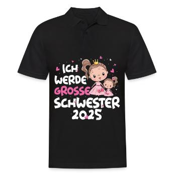 Ich Werde Große Schwester 2025 Prinzessin - Männer Poloshirt - Schwarz - Vorne - Kai (181cm)