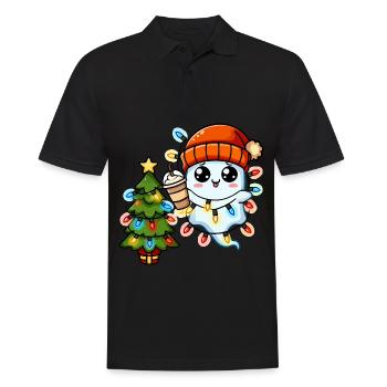 Weihnachtsgeist Lichterkette Weihnachtsbaum - Männer Poloshirt - Schwarz - Vorne - Kai (181cm)