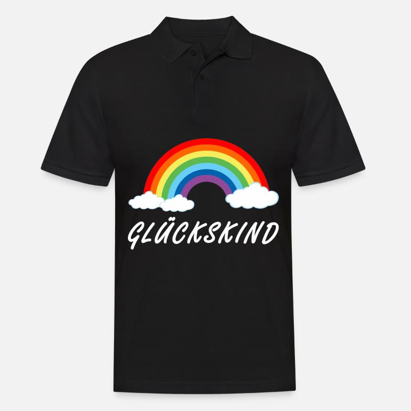 Glückskind | Regenbogen Glück Kind - Männer Poloshirt - Schwarz