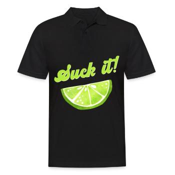 Limetten Scheibe Cocktail Bar Suck It Spruch - Männer Poloshirt - Schwarz - Vorne - Kai (181cm)