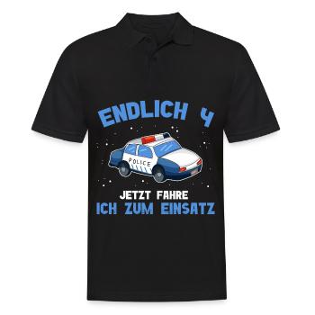 4 Geburtstag Polizei 4 Jahre Alt - Männer Poloshirt - Schwarz - Vorne - Kai (181cm)