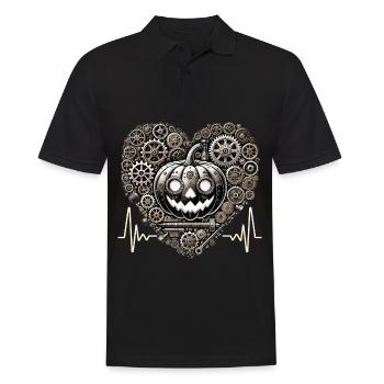 Halloween Herzschlag Jack O Lantern Steampunk - Männer Poloshirt - Schwarz - Vorne - Kai (181cm)
