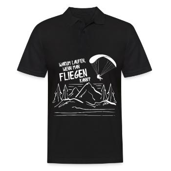 Warum Laufen Wenn Man Fliegen Kann Paragleiter - Männer Poloshirt - Schwarz - Vorne - Kai (181cm)