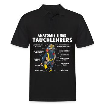 Anatomie eines Tauchlehrers - Männer Poloshirt - Schwarz - Vorne - Kai (181cm)