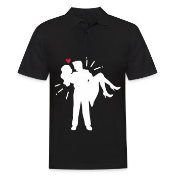 Couple de mariage des jeunes mariés coeur - Polo Homme - noir - Devant - Kai (181cm)
