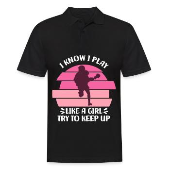 Lacrosse Spielerin | Sport Lacrosse Team Geschenk - Männer Poloshirt - Schwarz - Vorne - Kai (181cm)