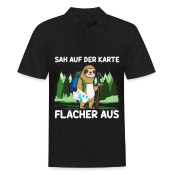 Sah Auf Der Karte Flacher Aus FaulWanderer - Männer Poloshirt - Schwarz - Vorne - Kai (181cm)