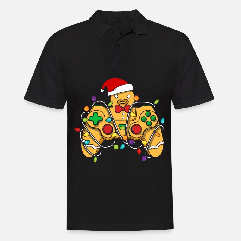 Christmas Gaming Controller Gingerbread - Männer Poloshirt - Schwarz