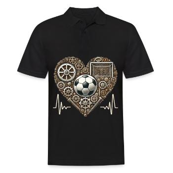 Fußball Herzschlag Steampunk Fußballspieler - Männer Poloshirt - Schwarz - Vorne - Kai (181cm)
