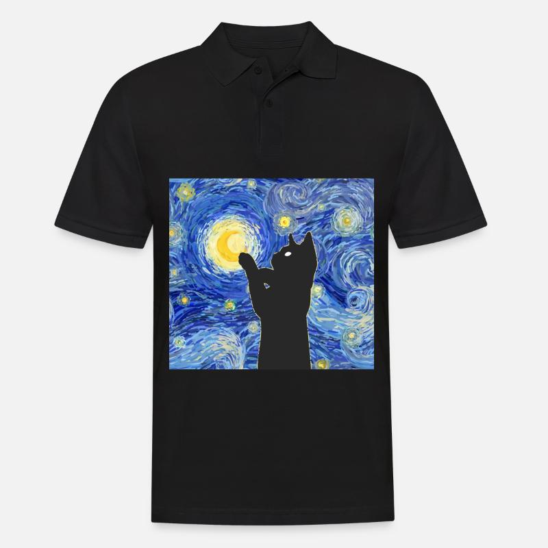 Vincent Van Gogh Katze - Männer Poloshirt - Schwarz