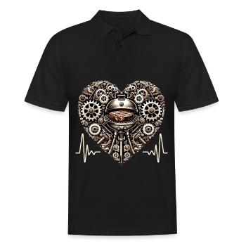 Grill Herzschlag Steampunk Griller Outdoor Kochen - Männer Poloshirt - Schwarz - Vorne - Kai (181cm)